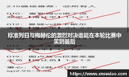标准列日与梅赫伦的激烈对决谁能在本轮比赛中笑到最后
